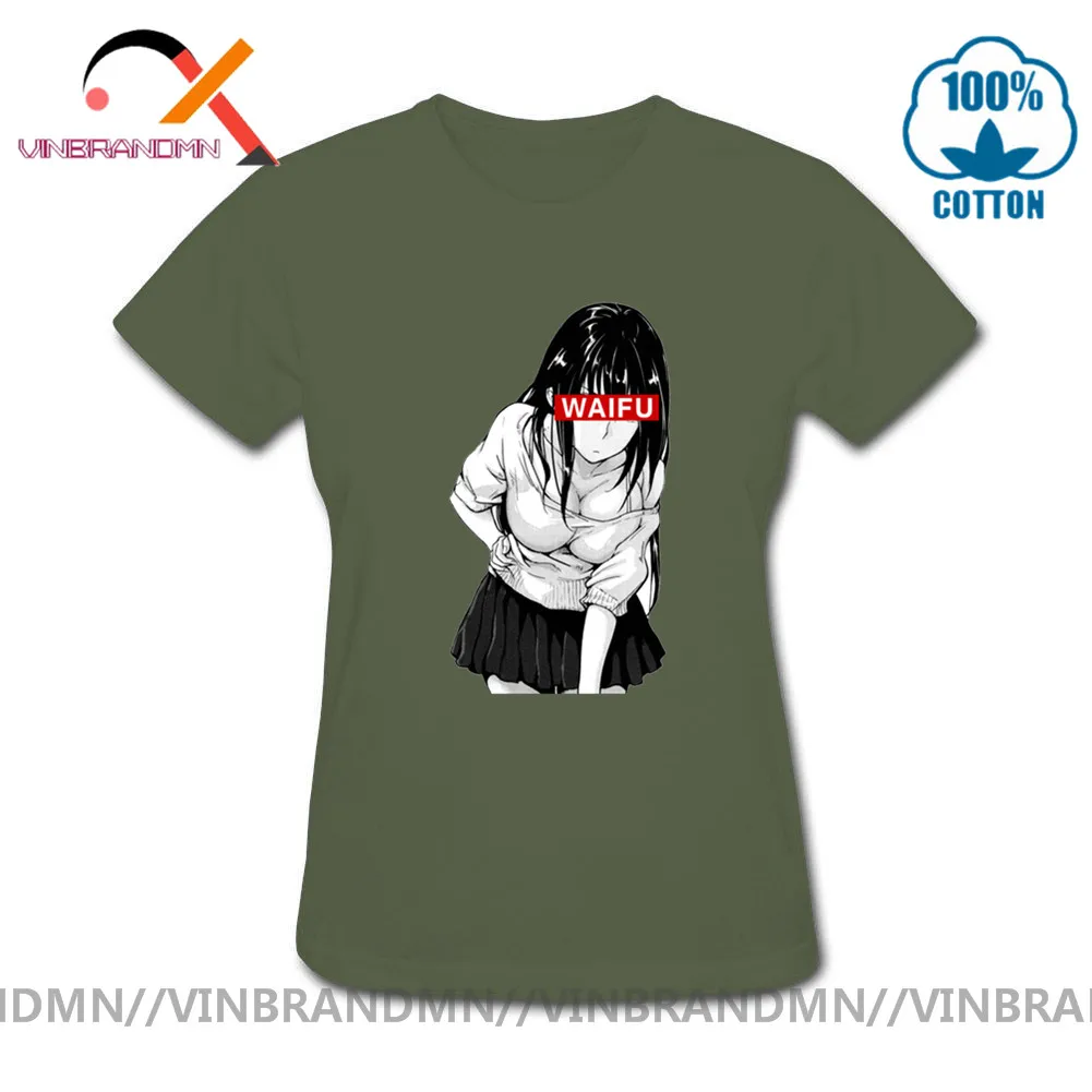 Японская аниме сексуальная девушка WAIFU Забавный Материал Футболка Senpai Женская