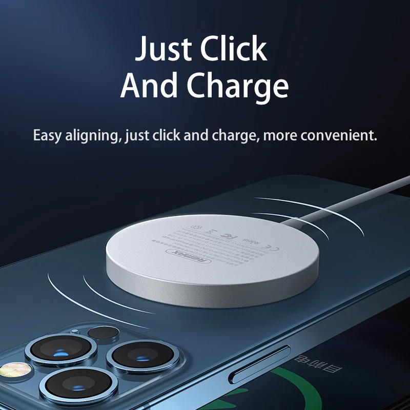 Беспроводное зарядное устройство Remax с магнитной присоской для Iphone13 12 X XR XS Max Samsung