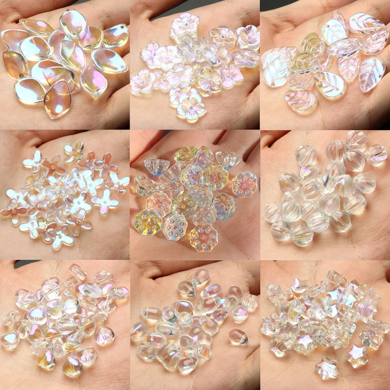 

AB Color Czech Glass Crystal Star Heart Loose Spacer Beads for Jewelry Making Hairpin Handmade DIY Accessories Lampwork Beads
