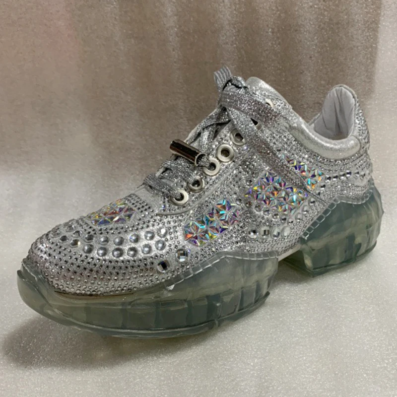 crystal style 2 DORATASIA/Новинка осени; роскошные женские кроссовки с кристаллами; коллекция года; модная женская обувь из натуральной кожи на плоской платформе; женская обувь на плоской подошве - Цвет: crystal style 2