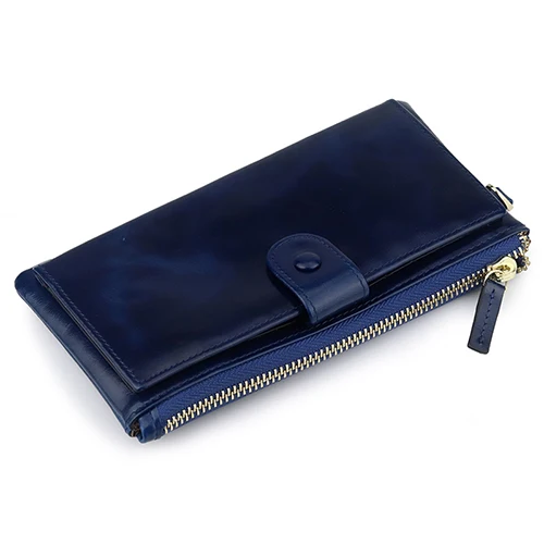 Blue COMFORSKIN, премиум класса, натуральная кожа, Женский кошелек, длинный, на молнии, кошелек для женщин, Новое поступление, большая вместительность, кошельки для карт - Цвет: Blue