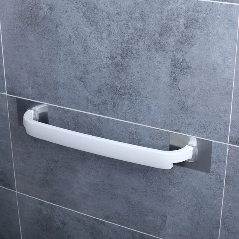 Bathroom Towel Hanger Plastic Towel Holder Bath Kitchen Hotel Self Adhesive Hanging Rail Bathroom Supplies Rod Organiser Rack