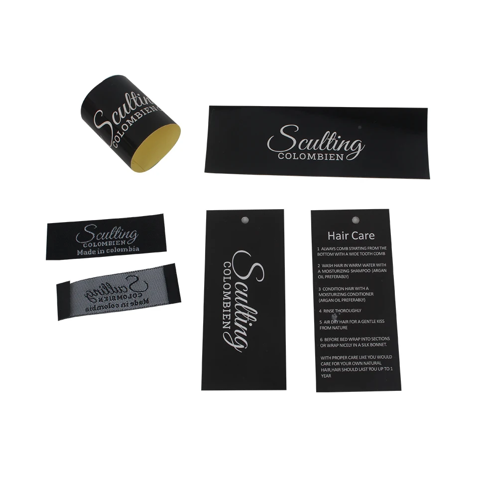 Custom logo brand printing Virgin Hair extensions bundles wrap stickers wig name woven labels tags paper hang tag packing | Дом и сад