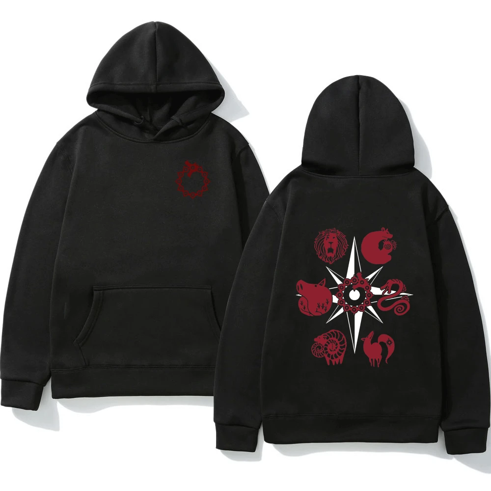 

Seven Deadly Tattoos Cartoon Hoodies Men Women Japanese Streetwear Oversized Fleece Hooded Sweatshirts Anime Hoodie Pullover New