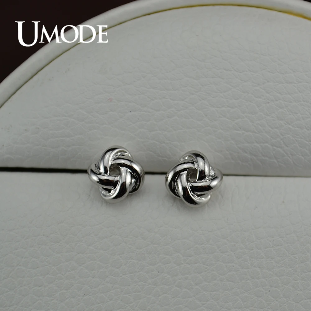 Женские серьги-гвоздики с узлом UMODE модные серьги цвета розового золота