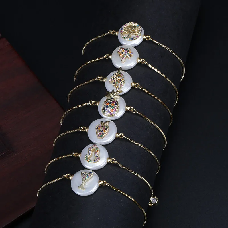 multiple cz pave gold toy car bag charm round coin pearl bead connector charms dainty link bracelets for women best jewelry gift | Украшения