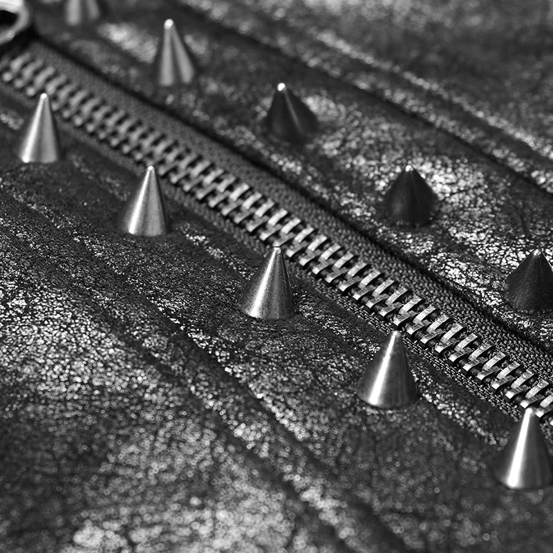 Женские куртки и пальто в стиле панк с асимметричным подолом заклепками|Женские