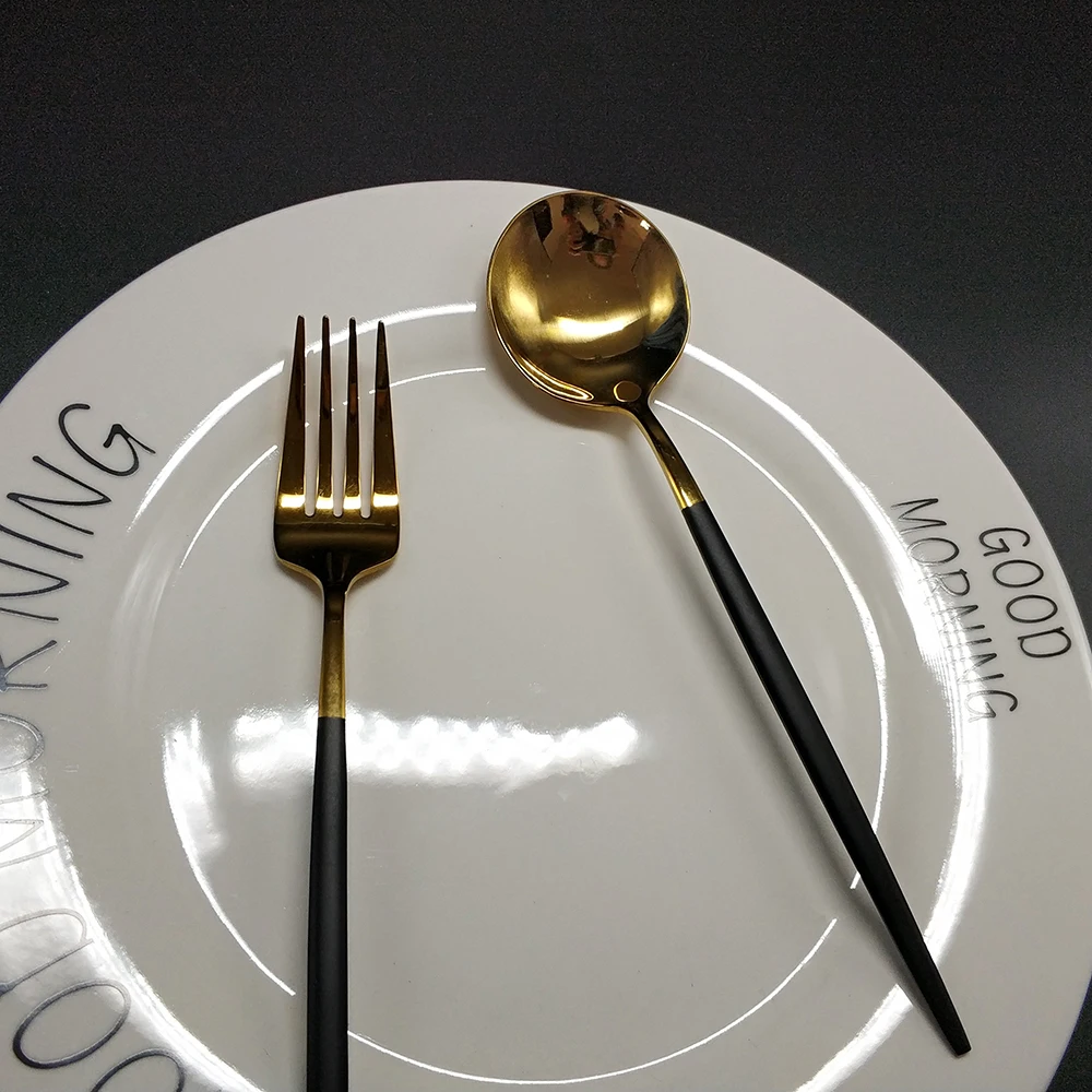 Hot 4pcs stainless steel fork spoon knife cubiertos tofok dorados de acero inoxidable faqueiro dourado tableware silverware set | Дом и сад