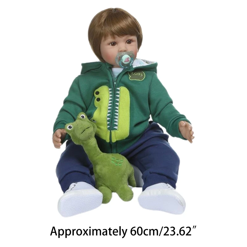 

24 inch 60cm Lovely Reborn Baby Dolls Toddler Realistic Silicone Short Hair Toy