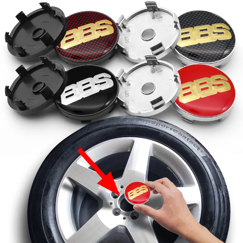 

4PCS 60mm ABS Plastic Hubcap Car Wheel Center Rim Hub Caps and BBS sticker for tireparts car styling