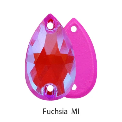 Fuchsia MI Сияющие мерцающие мокко флуоресцентные капли слеза стекло пришивные стразы с плоской задней частью Стразы хрустальные пуговицы для шитья одежды ремесла - Цвет: Fuchsia MI