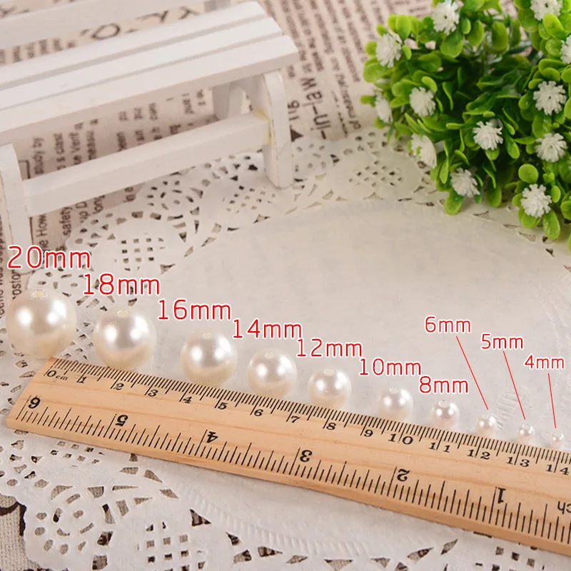 

4/6/8/10/12/14/16mm pearl beads ABS loose Round Beads Craft For Fashion Jewelry Making white beige DIY Imitation Garment beads