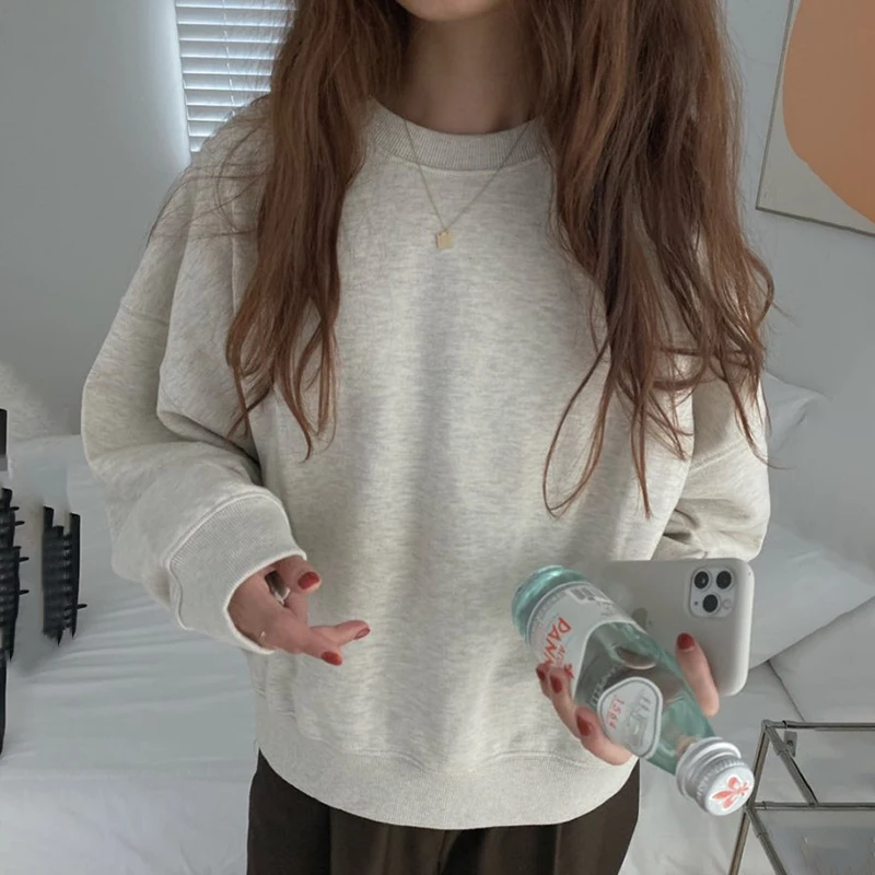 

Женский свитшот с капюшоном, однотонный, винтажный, свободный, Повседневный, с вельветовой подкладкой, утепленный, осенне-зимний, с длинным ...