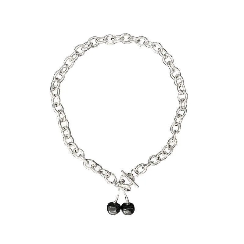 

Necklace ladies 2020 fashion hip-hop punk black cherry necklace pendant set dark girl gothic trash ladies bracelet jewelry
