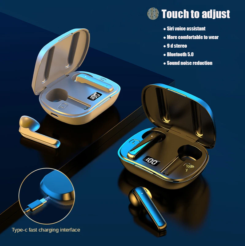 Bluetooth 5.0 Wireless Earphone TWS Smart LED Display Touch Control Noise Cancel Earbuds for Iphone Xiaomi Redmi Lotus I9s I11