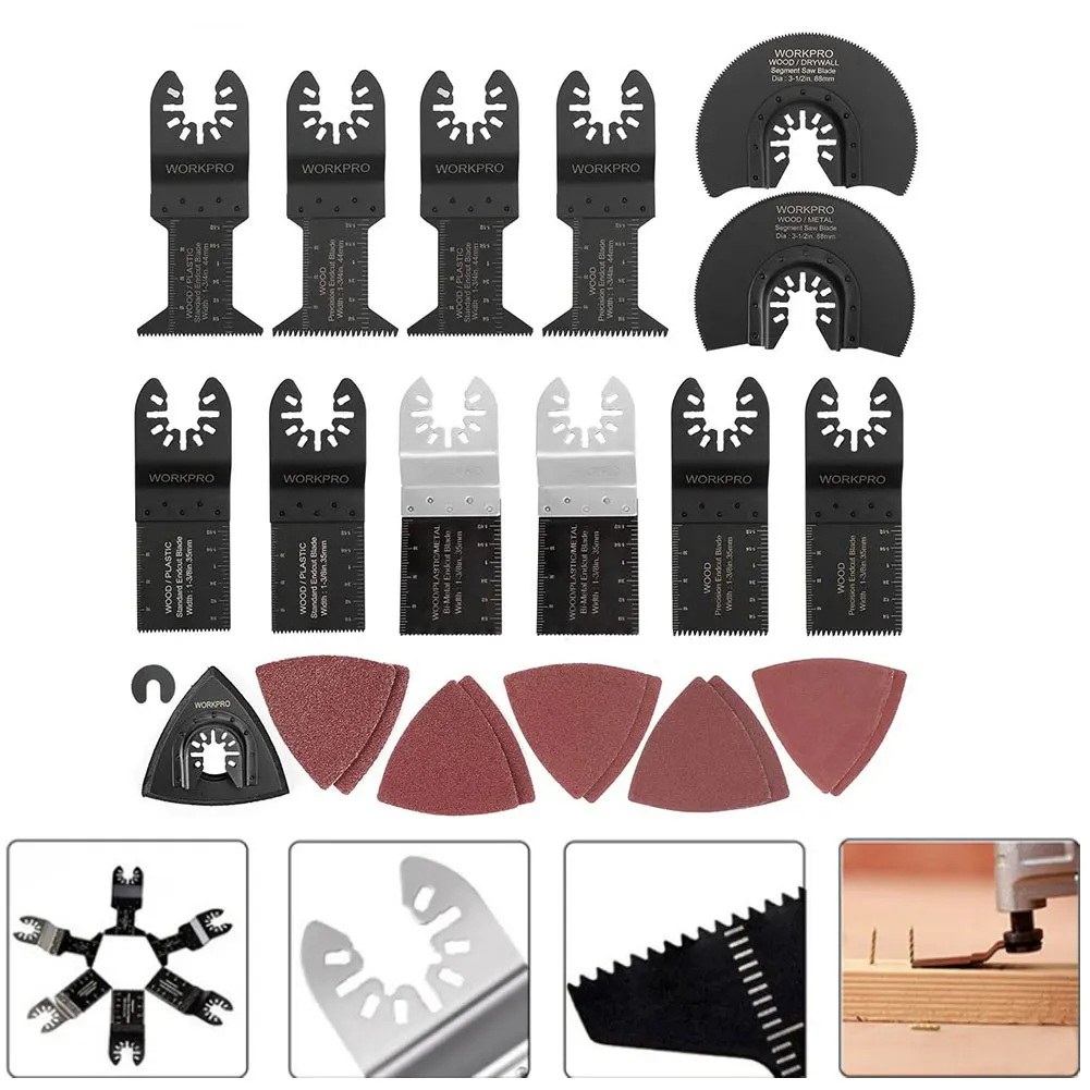 

23PCS Oscillating Multitool Accessories Saw Tool Quick Release Universal Replacement for Cutting Wood Drywall Plastics Metal