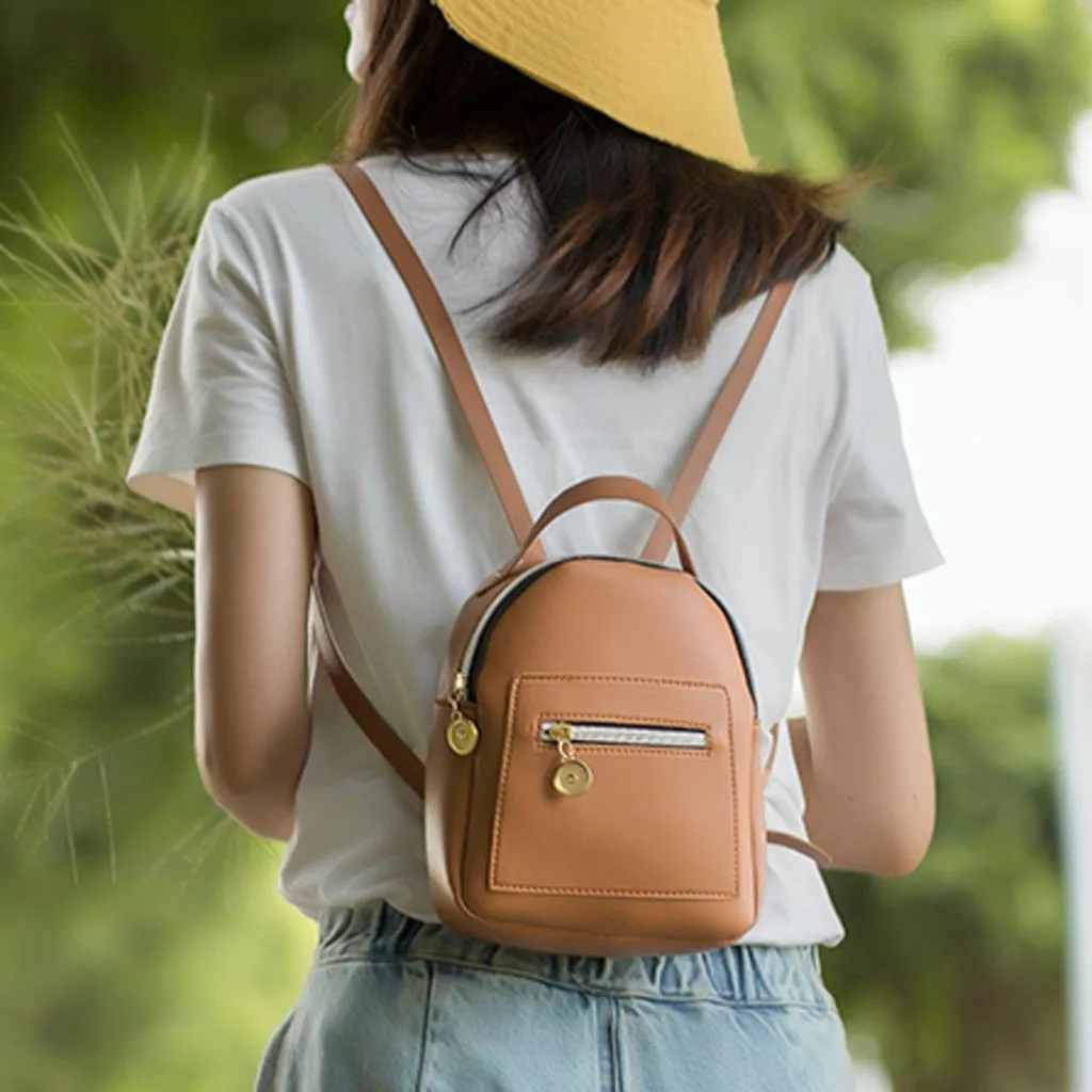 Transer small Backpack Women Pu Leather School Shoulder Bag Teenager Rucksack Student Bag travel backpack women Mochilas Mujer