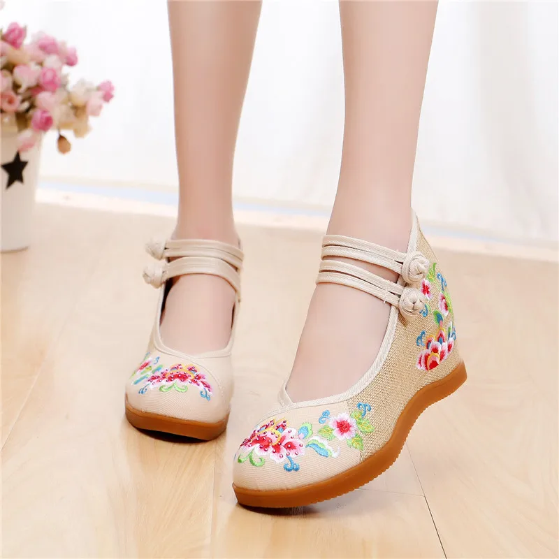 Кеды женские с вышивкой холщовые кроссовки на танкетке Вулканизированная