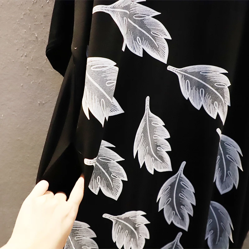 

CHICEVER Casual Print Straight Dress For Women O Neck Short Sleeve Patchwork Hit Color Loose Knee Length Dresses Female 2021 New