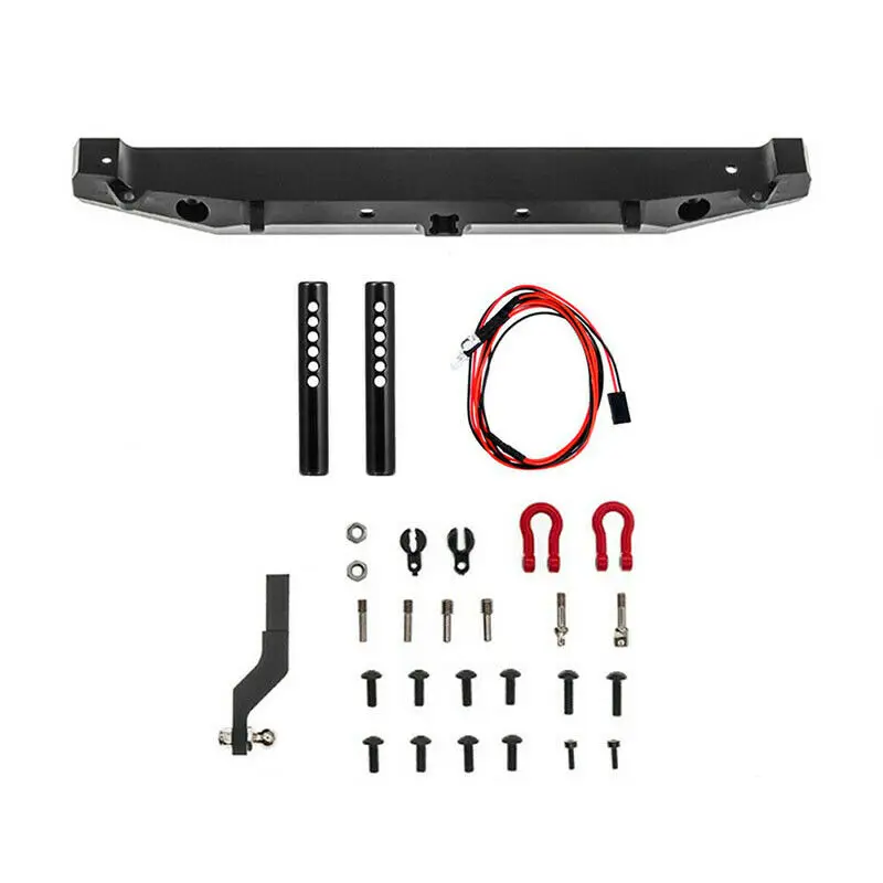Parachoques trasero de Metal + luz LED para TRX-4 Axial SCX10 II 90046 1:10 RC Crawler Car-5