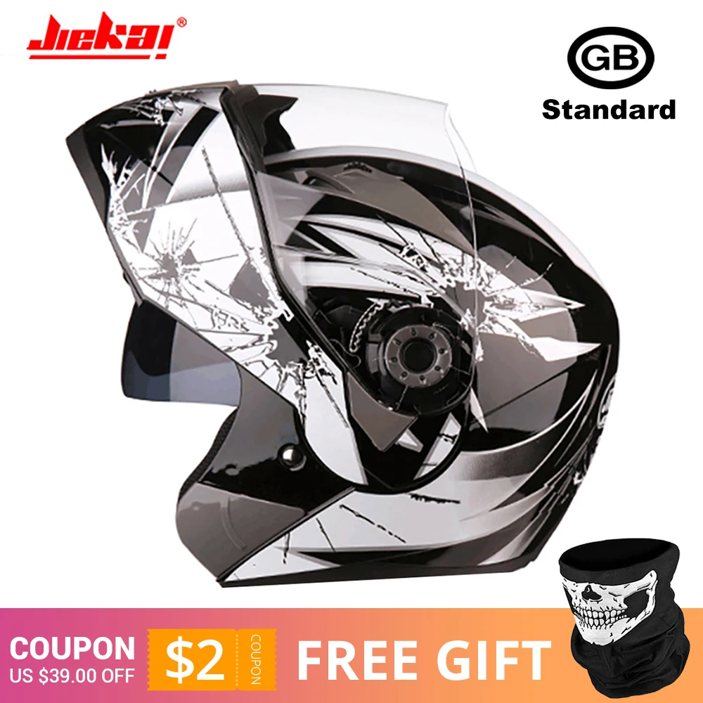 JIEKAI 105-2 Black Новинка, откидной мотоциклетный шлем, мотоциклетный, модульный, с двумя линзами, для мотокросса, мотоциклетный шлем, крушение, полное лицо, шлемы, Casco Moto Casque - Цвет: JIEKAI 105-2 Black