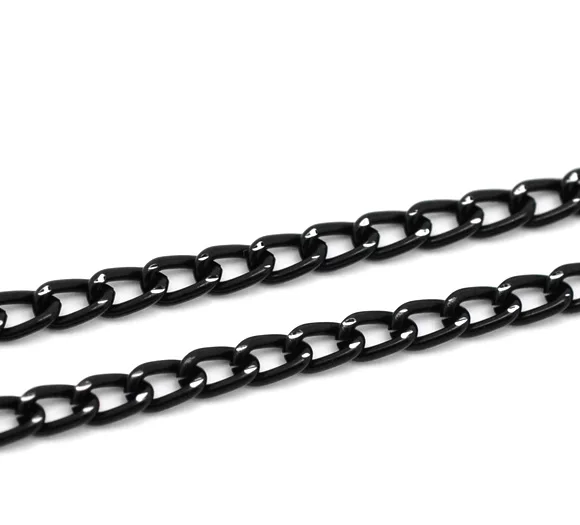DoreenBeads черные звенья-открытые снаряженные Алюминиевые цепочки 6x3 5 мм (1/4 &quotx1/8&quot) 1