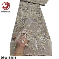 african lace sequins embroidery nigerian lace fabric 2021 high quality french tulle lace for party dress dpw1895