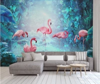 custom 3d wallpaper mural nordic modern minimalist tropical rain forest flamingo background wall decoration