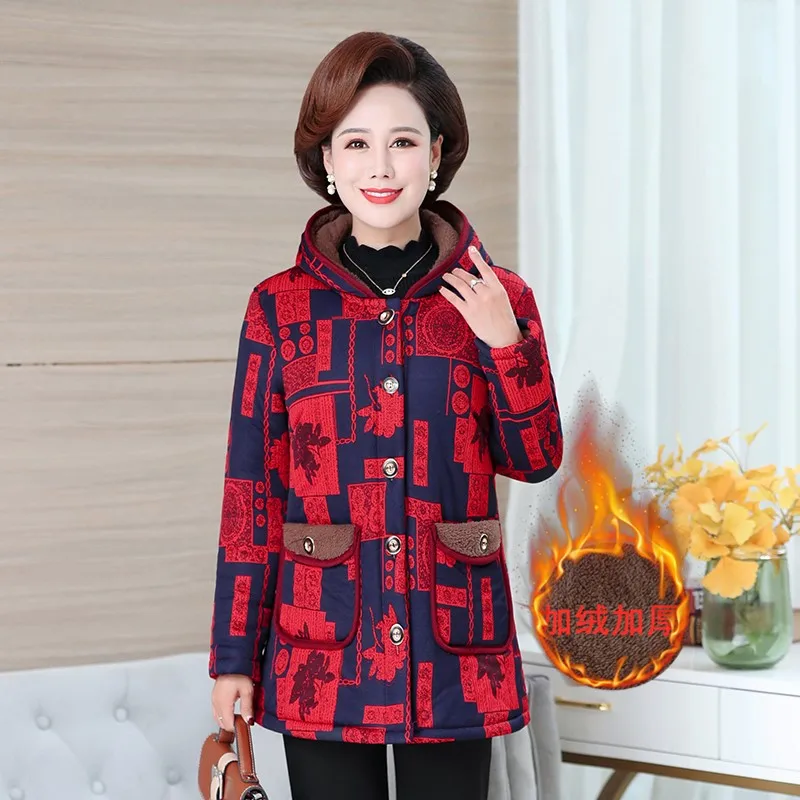 Top selling product in 2022 Cotton Jacket Women Loose size Winter Warm cotton clothing Fleece Warm coat thick Floral Print 221