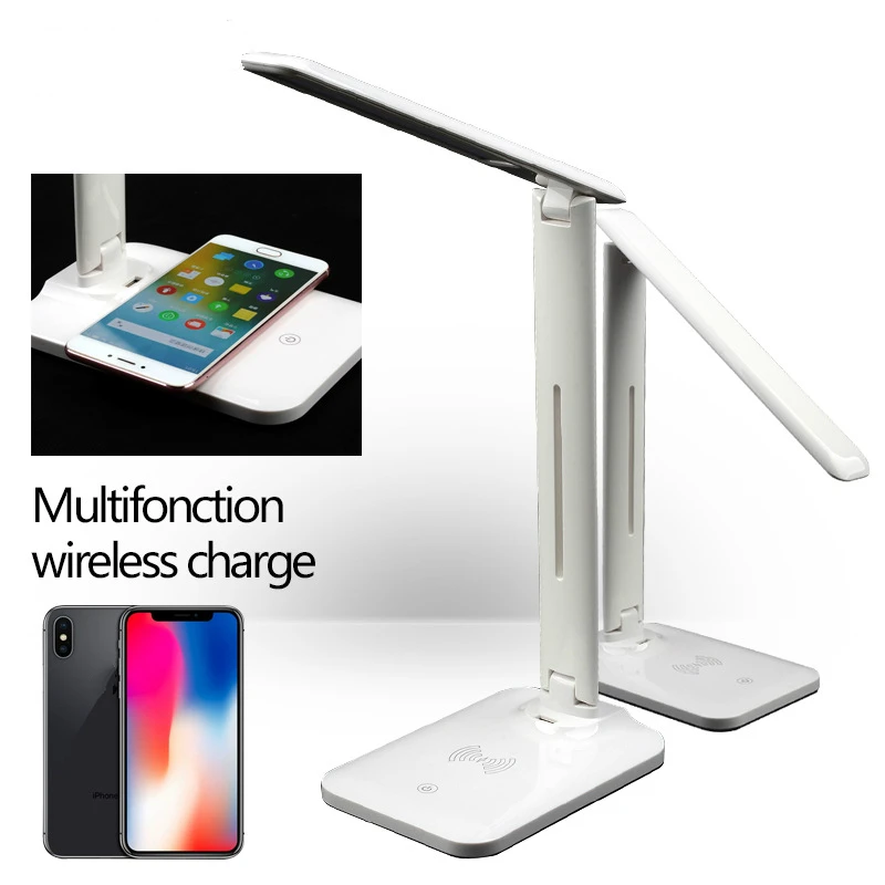 5w 10w led desk lamp with phone wireless charger usb charging port dimmable eye caring office lamp for work folding design free global shipping