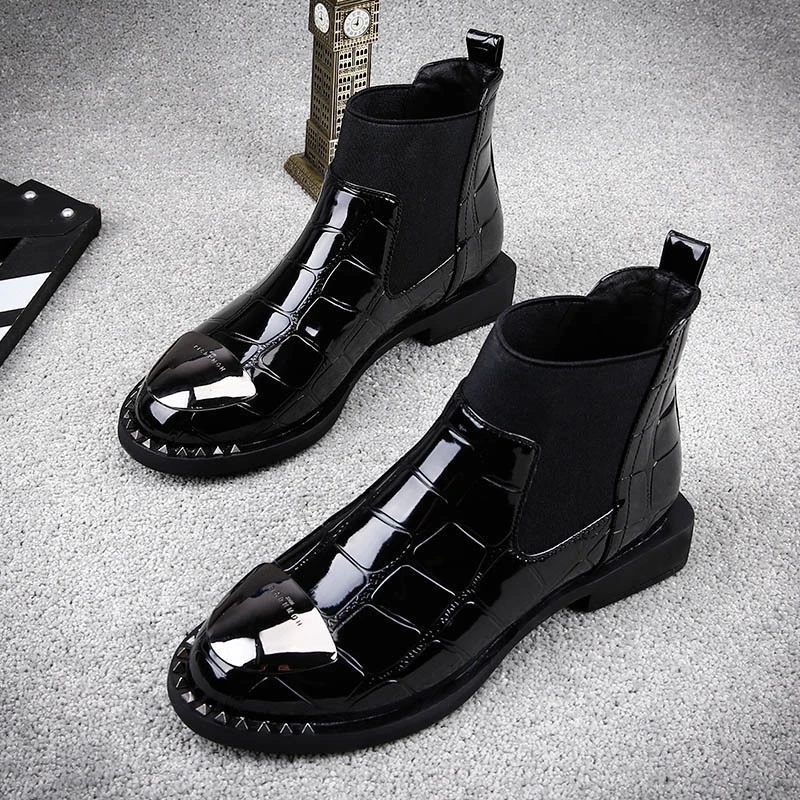 

Женские ботильоны, новинка 2021, зимние ботинки челси, теплая обувь на массивном каблуке, роскошные брендовые высококачественные кожаные чер...