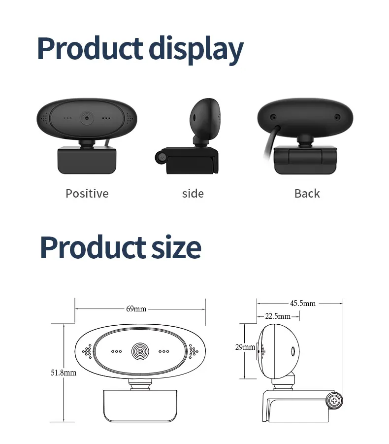 

USB HD 1080P/720P Webcam With Microphone Computer PC Anti-peeping Rotatable Camera For Live Broadcast Video Conference Work