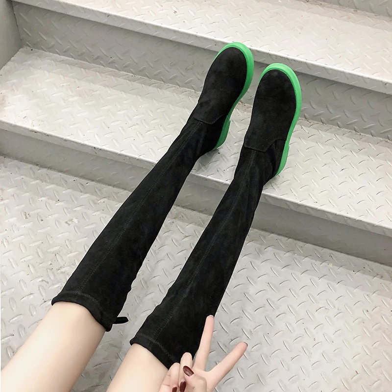 Высокие сапоги до бедра на шнуровке женские зимние ботфорты выше колена