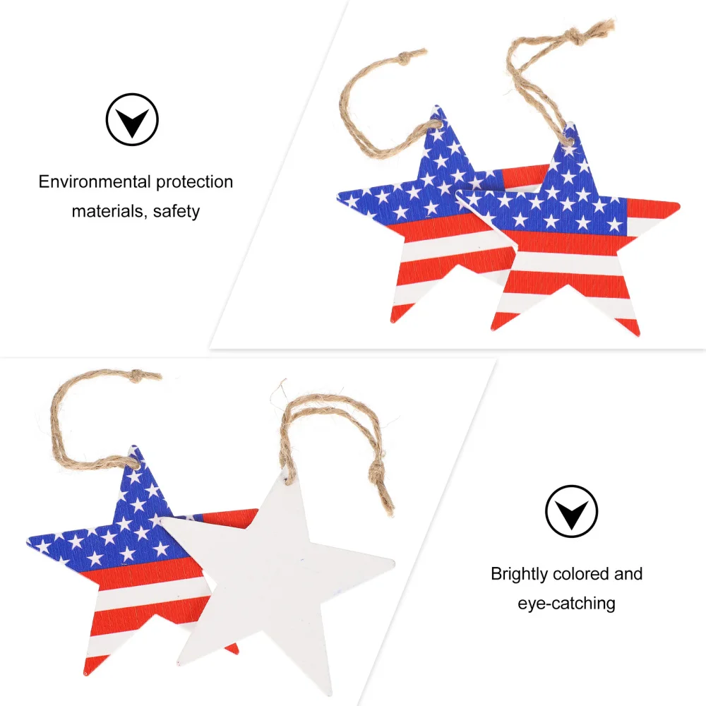 

20pcs Five-Pointed Star Wooden Hanging Ornaments Wood Cutout Slices Decorations