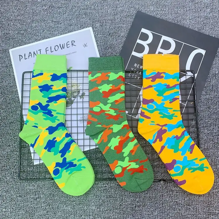 Размер для взрослых модные хлопковые носки до середины икры камуфляжный рисунок