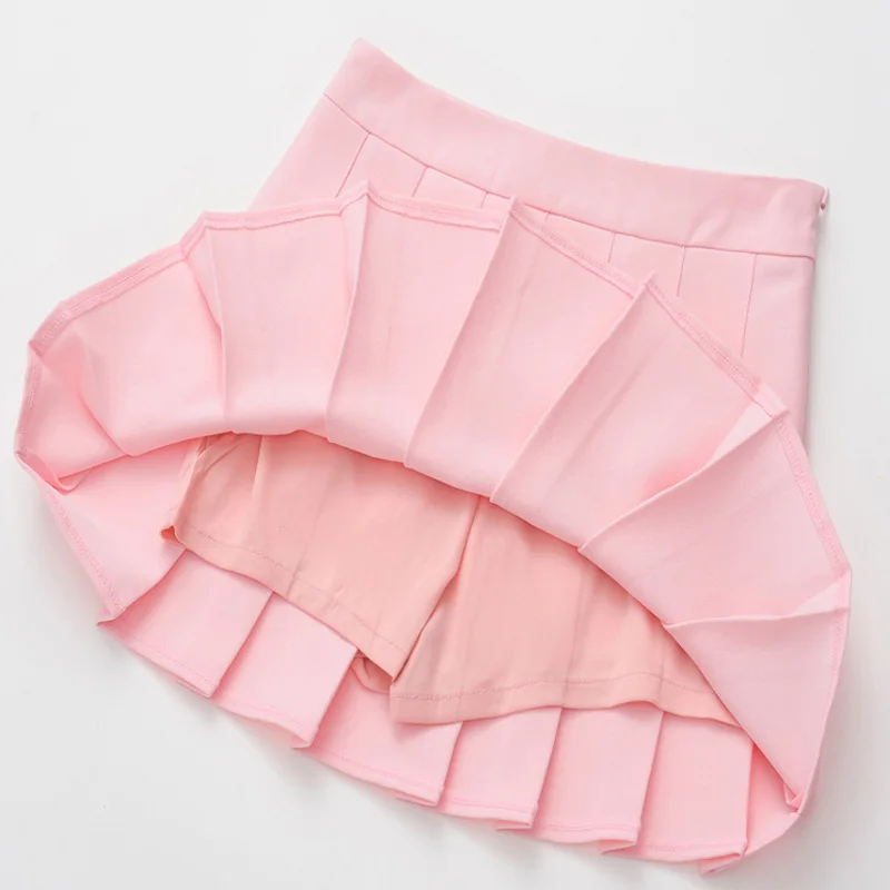 

Nice Pop Spring high waist ball pleated skirts Harajuku Denim Skirts solid a-line sailor skirt Plus Size Japanese school uniform