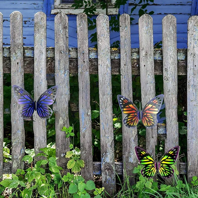 4Pcs Metal Butterfly Home Wall Decor Hanging Sculpture Art Garden Courtyard Fence Decorative | Дом и сад