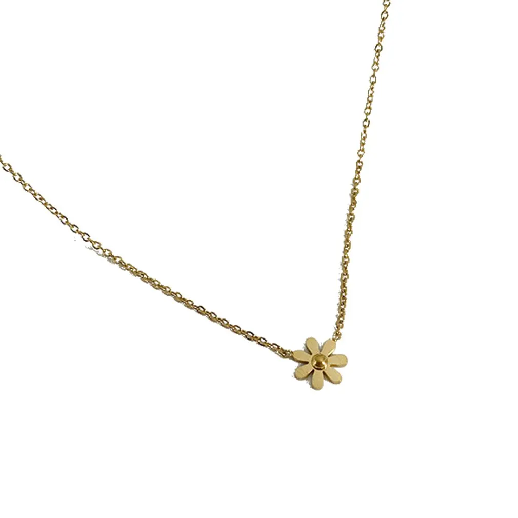 

Titanium Steel Small Daisy Necklace Titanium Steel Clavicle Durable Chain Fashion Trend Wild Flat Necklace