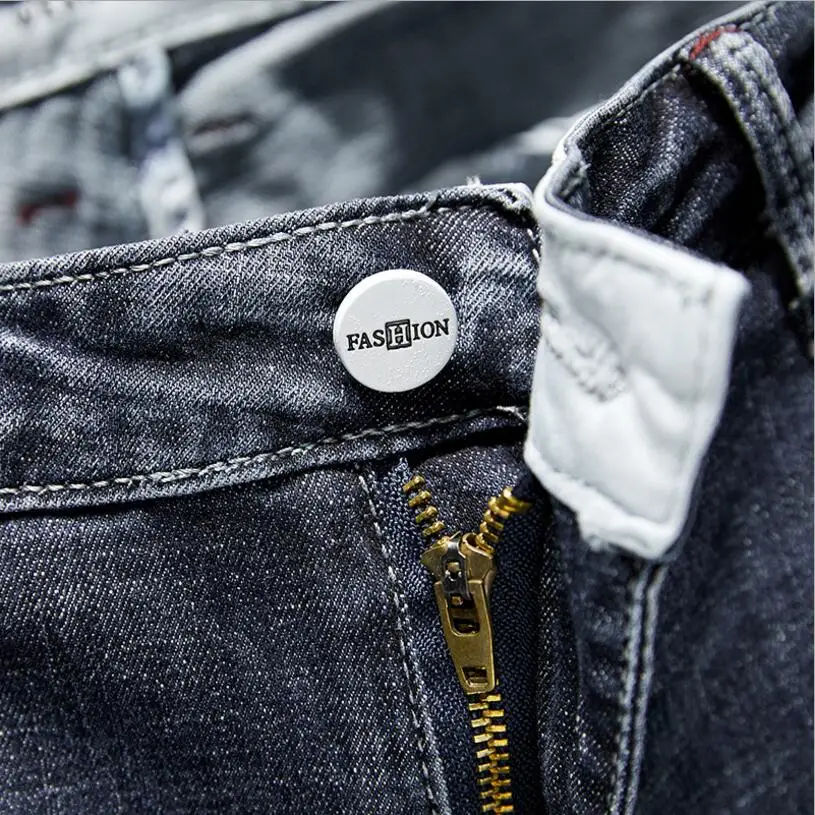 Джинсовые шорты мужские с дырками хлопковые узкие штаны из денима черные