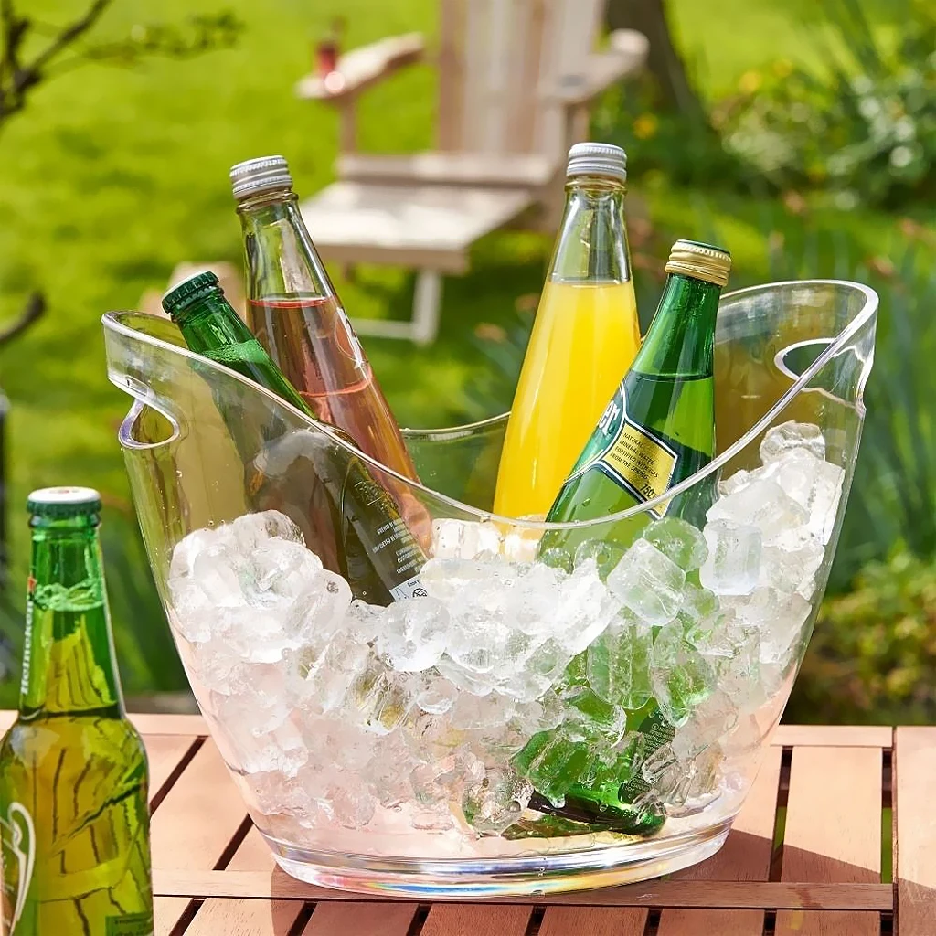 

4L/8L Clear Plastic Ice Bucket Wine or Champagne Bottles Ice Cooler Bar Decor for Home Kitchen Bar Cafe Use