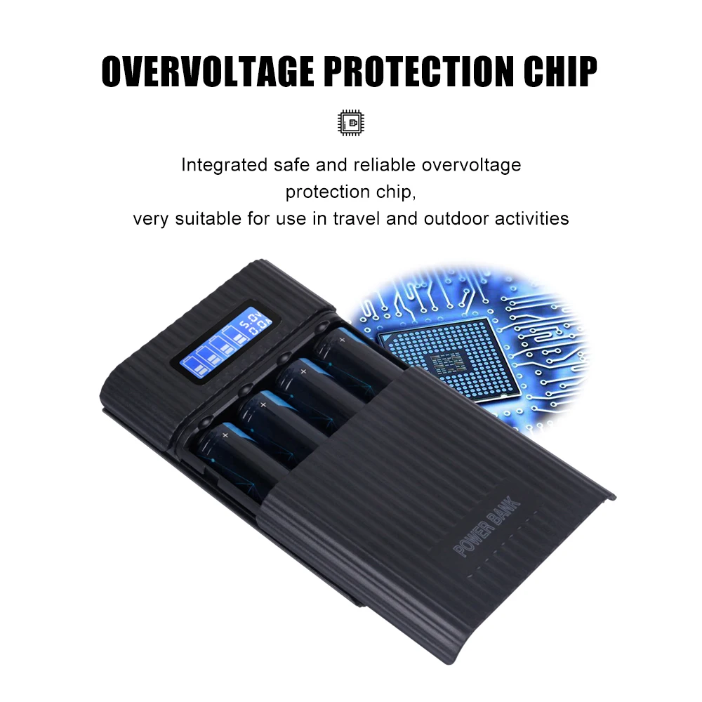 No Battery) 4 x 18650 Power Bank Box Kit Mobile Phone Charger Pover Bank Case DIY Powerbank Portable Poverbank Pover Power Bank