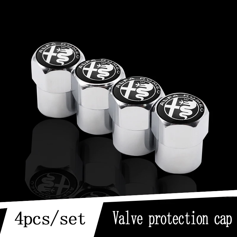 

Valve stem caps 4pcs metal tire cap for Alfa Romeo- Giulia Stelvio MiTo ALFA 4C 147 156 159 166 8C tire valve caps
