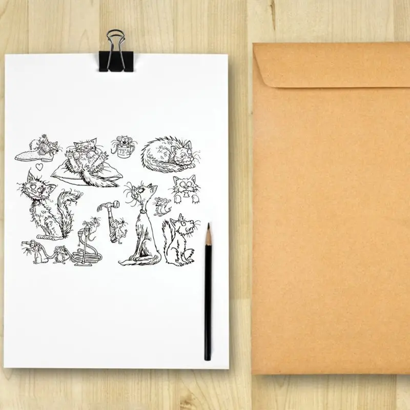 Симпатичная кошка мышь силиконовая прозрачная печать штамп сделай сам