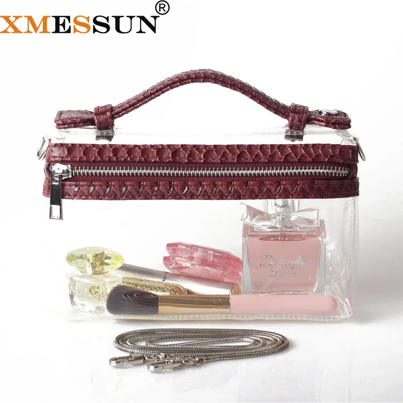 Модная прозрачная сумка клатч XMESSUN тоут через плечо женская для макияжа