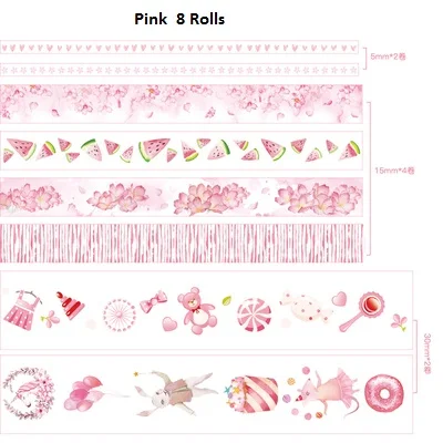 Pink 8 рулонов/набор васи лента много, милые девушки DIY наклейки Скрапбукинг розовый синий космическая серия маскирующая лента - Цвет: Pink