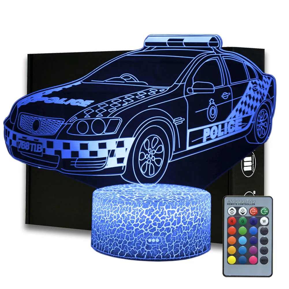 3D иллюзия полицейский автомобиль светильник с узором транспортных средств