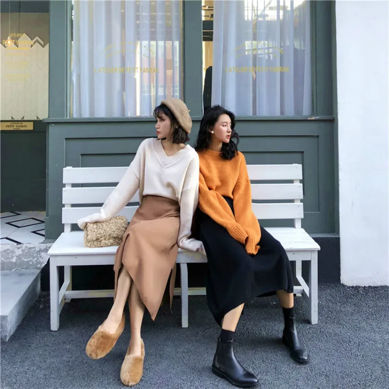 Новинка 2019 осенне-зимняя женская плиссированная юбка с разрезом элегантная