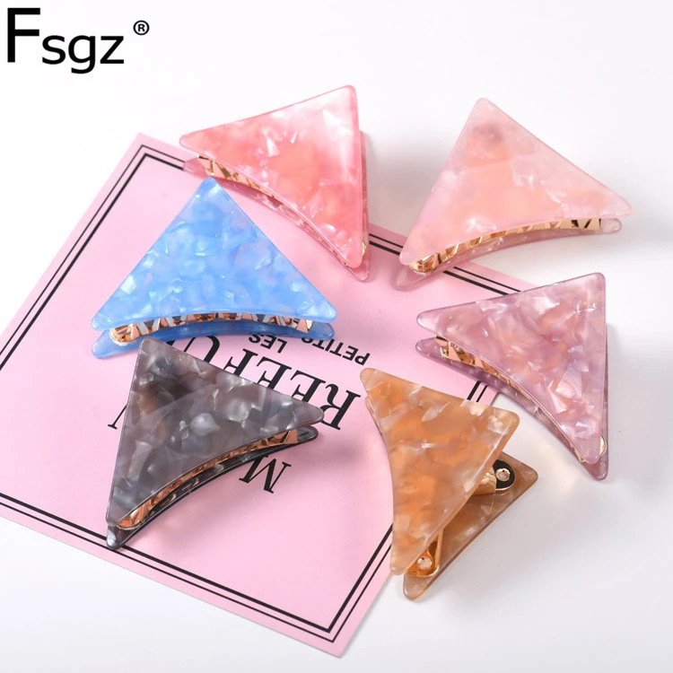 

7CM Large Crab For Hair Acetic Acid Acrylic Triangle Geometric Hair Claw Clips Casual Hairpins For Ponytail Holders Hair Catch