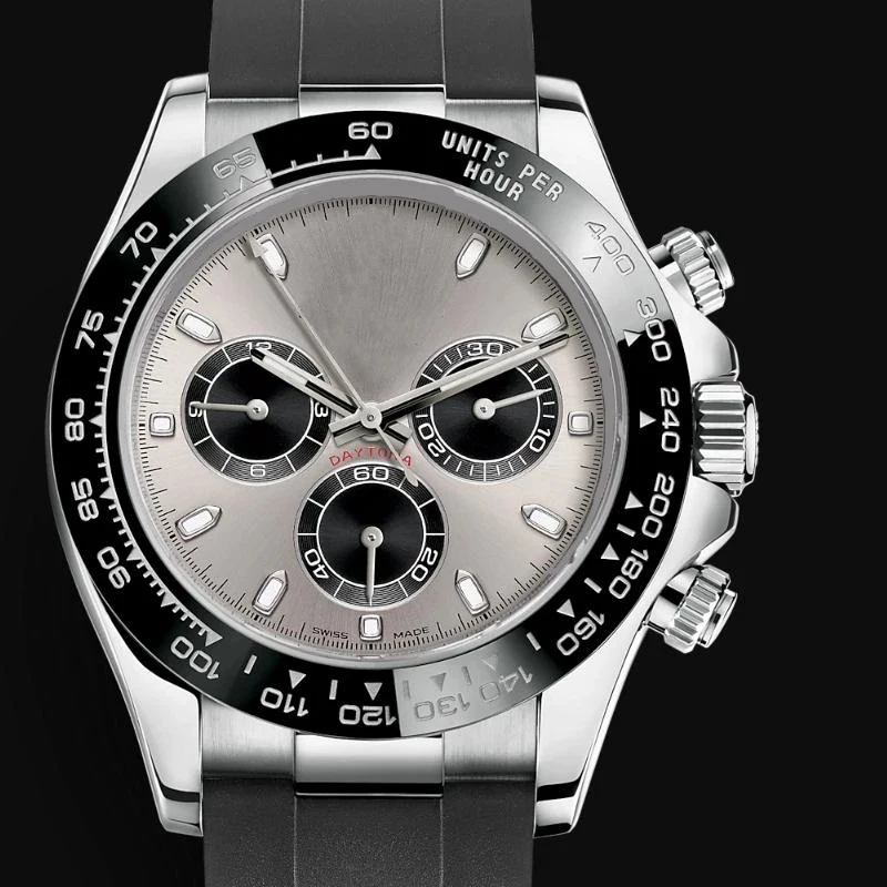 

New Men's Automatic Mechanical Watch 116518 Stainless Steel Bracelet Best Version Black Rubber Rose Gold Grey Dial