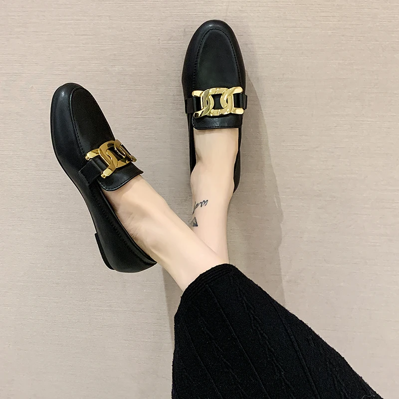 

Flat Black Shoes For Women British Style Oxfords Autumn Casual Female Sneakers Ladies' Footwear Round Toe Slip-on Soft All-Match